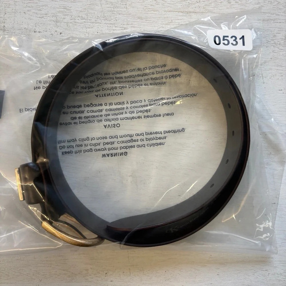 VTG Calvin Klein Jeans Dark Brown Molded Rubber Belt L 31”-35” Hole Range - Picture 7 of 7